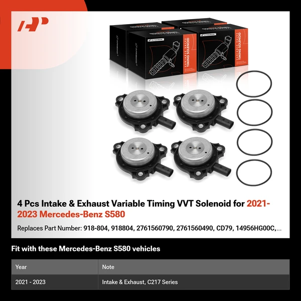 4 Pcs Intake & Exhaust Variable Timing VVT Solenoid for 2021-2023 Mercedes-Benz S580