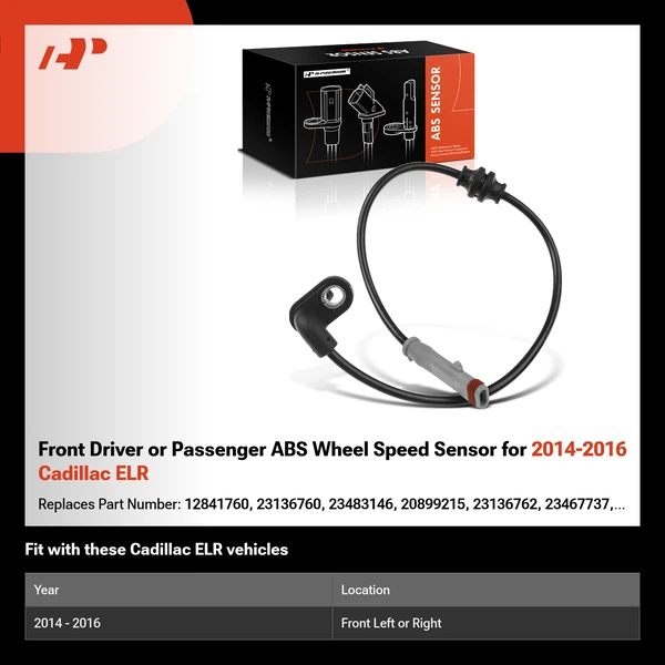 Front Driver or Passenger ABS Wheel Speed Sensor for 2014-2016 Cadillac ELR