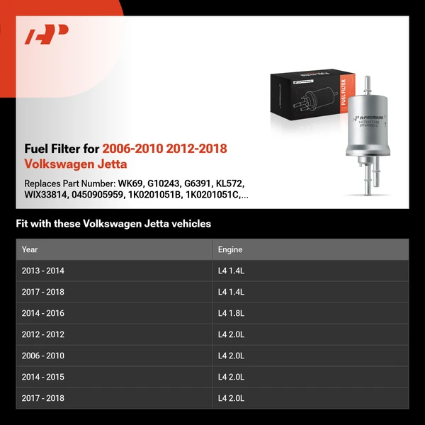 Fuel Filter for 2006-2010 2012-2018 Volkswagen Jetta