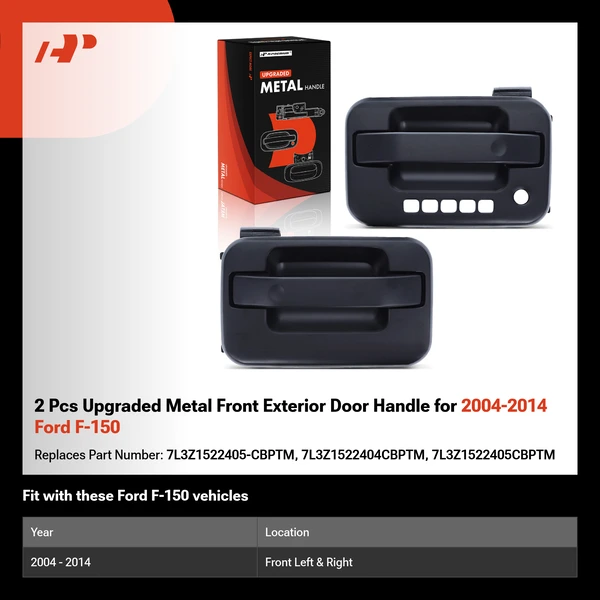 2 Pcs Upgraded Metal Front Exterior Door Handle for 2004-2014 Ford F-150