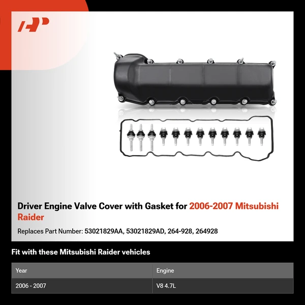 Driver Engine Valve Cover with Gasket for 2006-2007 Mitsubishi Raider