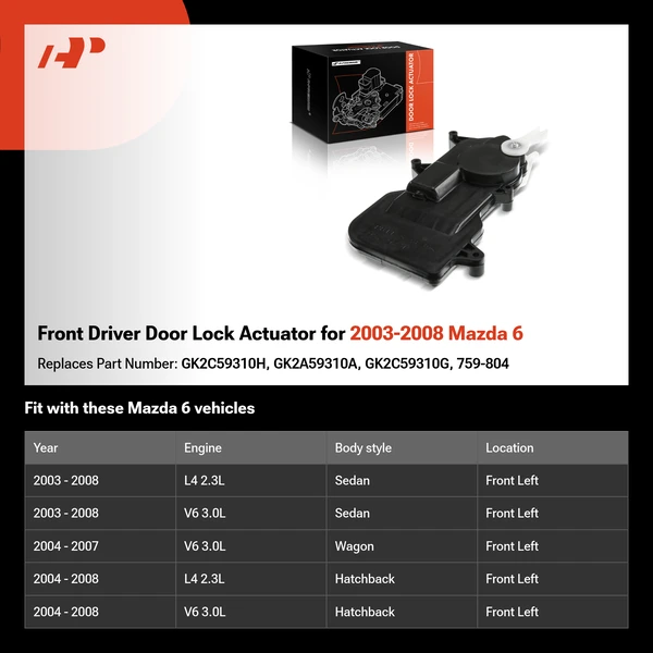 Front Driver Door Lock Actuator for 2003-2008 Mazda 6
