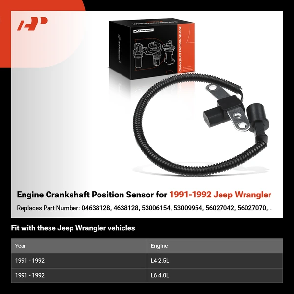 Engine Crankshaft Position Sensor for 1991-1992 Jeep Wrangler