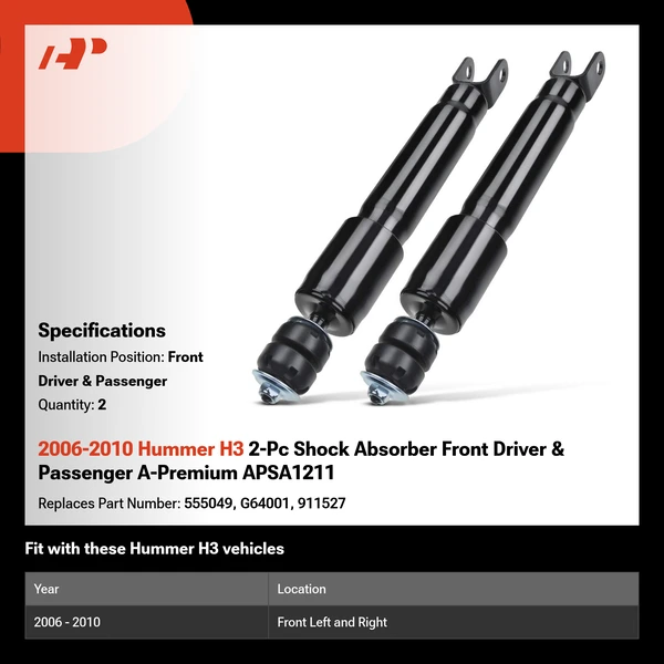2006-2010 Hummer H3 2-Pc Shock Absorber Front Driver & Passenger A-Premium APSA1211