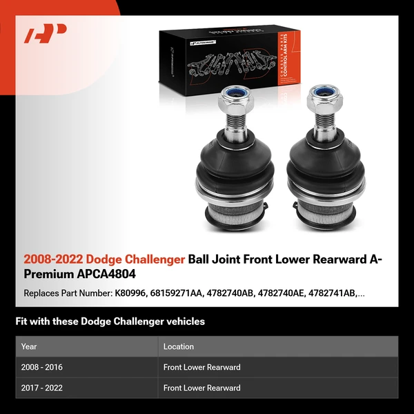 2008-2022 Dodge Challenger Ball Joint Front Lower Rearward A-Premium APCA4804