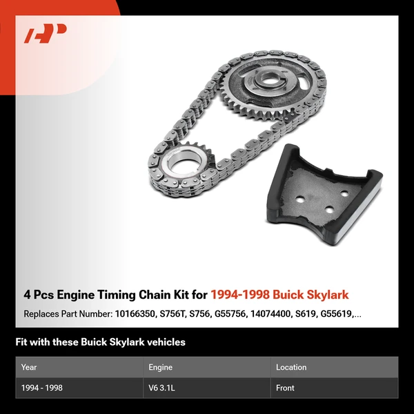 4 Pcs Engine Timing Chain Kit for 1994-1998 Buick Skylark