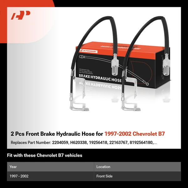 2 Pcs Front Brake Hydraulic Hose for 1997-2002 Chevrolet B7