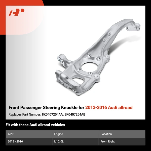 Front Passenger Steering Knuckle for 2013-2016 Audi allroad