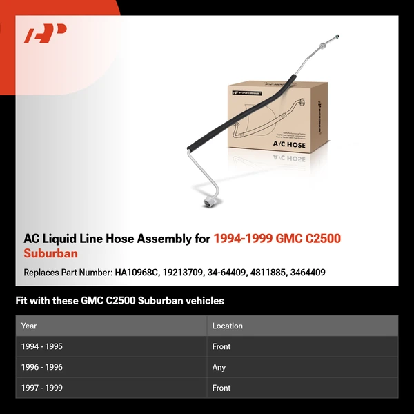 AC Liquid Line Hose Assembly for 1994-1999 GMC C2500 Suburban