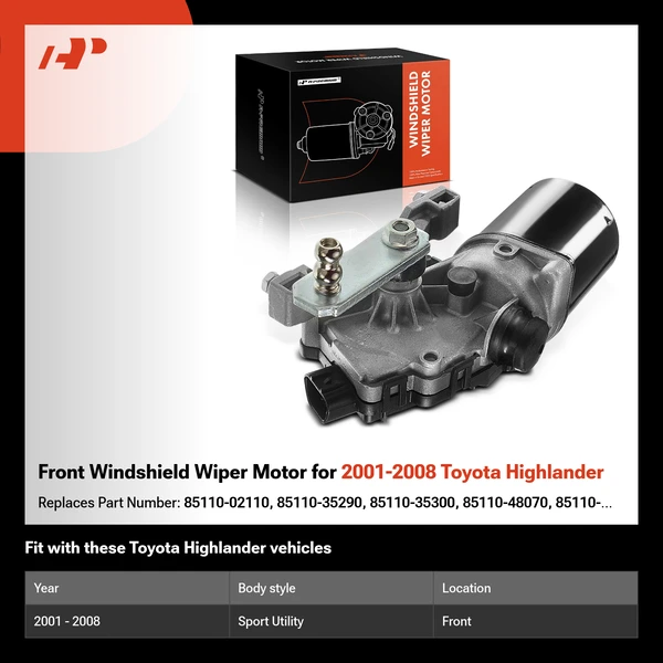 Front Windshield Wiper Motor for 2001-2008 Toyota Highlander