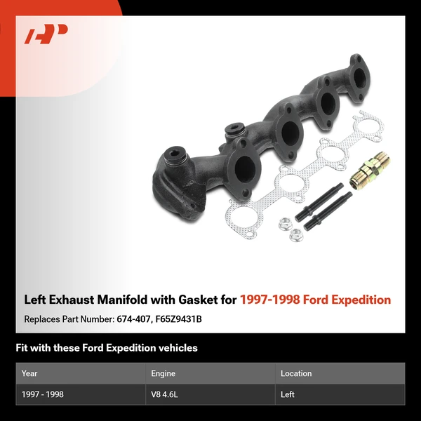 Left Exhaust Manifold with Gasket for 1997-1998 Ford Expedition