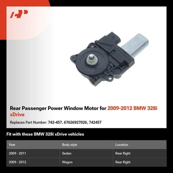 Rear Passenger Power Window Motor for 2009-2012 BMW 328i xDrive