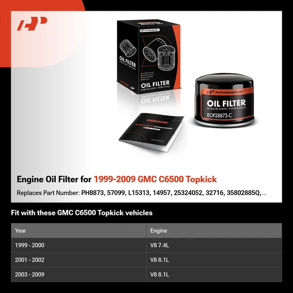 Engine Oil Filter for 1999-2009 GMC C6500 Topkick