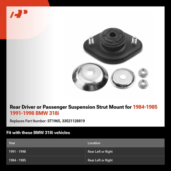 Rear Driver or Passenger Suspension Strut Mount for 1984-1985 1991-1998 BMW 318i