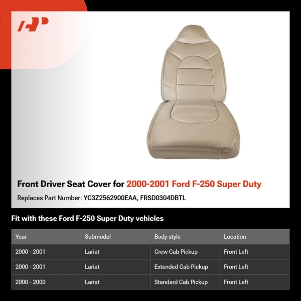 Front Driver Seat Cover for 2000-2001 Ford F-250 Super Duty