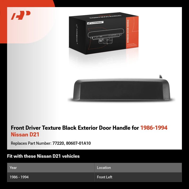 Front Driver Texture Black Exterior Door Handle for 1986-1994 Nissan D21