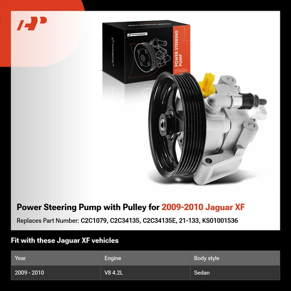Power Steering Pump with Pulley for 2009-2010 Jaguar XF