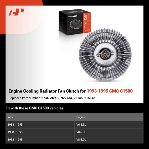 Engine Cooling Radiator Fan Clutch for 1993-1995 GMC C1500