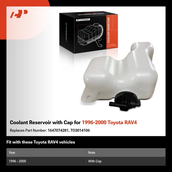 Coolant Reservoir with Cap for 1996-2000 Toyota RAV4