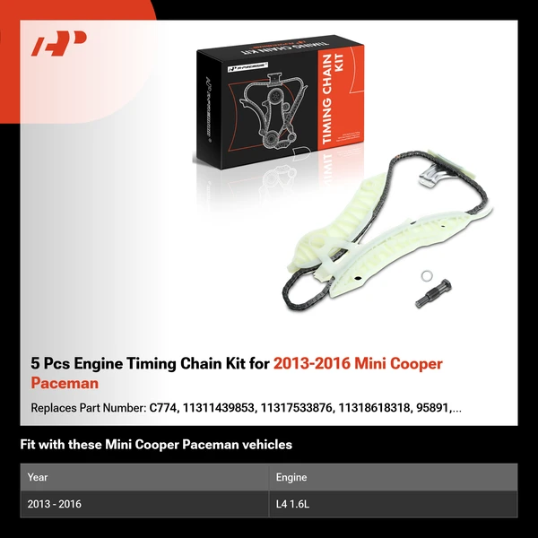5 Pcs Engine Timing Chain Kit for 2013-2016 Mini Cooper Paceman