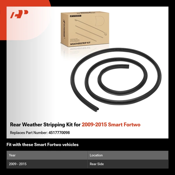 Rear Weather Stripping Kit for 2009-2015 Smart Fortwo