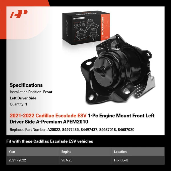 2021-2022 Cadillac Escalade ESV 1-Pc Engine Mount Front Left Driver Side A-Premium APEM2010