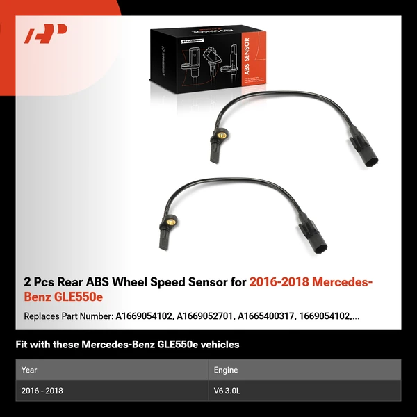 2 Pcs Rear ABS Wheel Speed Sensor for 2016-2018 Mercedes-Benz GLE550e