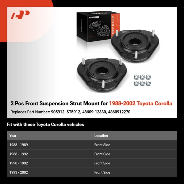 2 Pcs Front Suspension Strut Mount for 1988-2002 Toyota Corolla