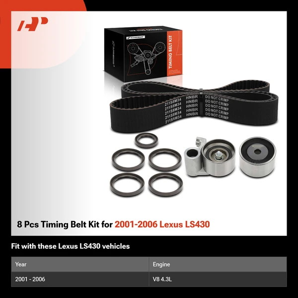 8 Pcs Timing Belt Kit for 2001-2006 Lexus LS430