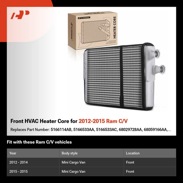 Front HVAC Heater Core for 2012-2015 Ram C/V