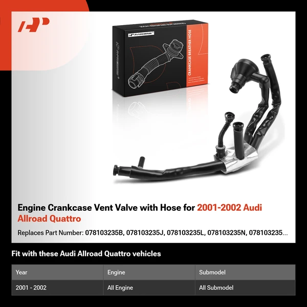 Engine Crankcase Vent Valve with Hose for 2001-2002 Audi Allroad Quattro