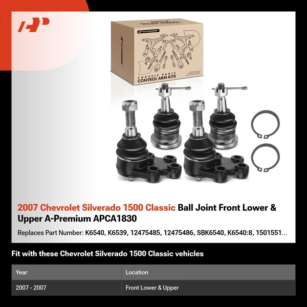 2007 Chevrolet Silverado 1500 Classic Ball Joint Front Lower & Upper A-Premium APCA1830