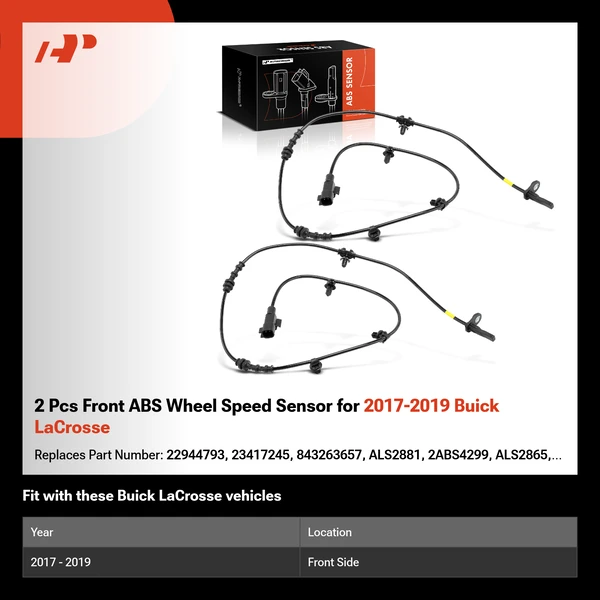 2 Pcs Front ABS Wheel Speed Sensor for 2017-2019 Buick LaCrosse