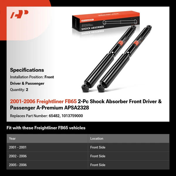 2001-2006 Freightliner FB65 2-Pc Shock Absorber Front Driver & Passenger A-Premium APSA2328