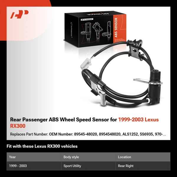 Rear Passenger ABS Wheel Speed Sensor for 1999-2003 Lexus RX300