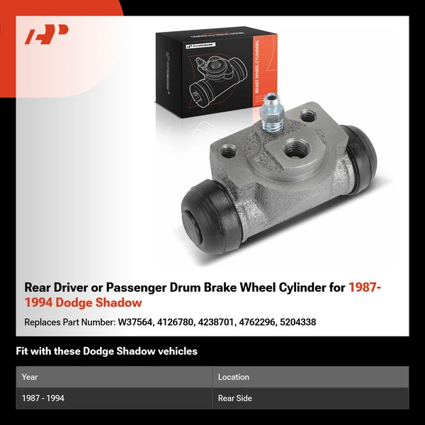 Rear Driver or Passenger Drum Brake Wheel Cylinder for 1987-1994 Dodge Shadow