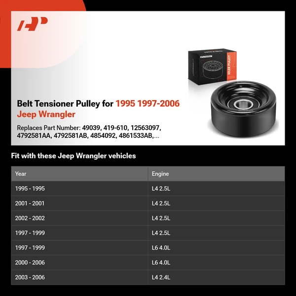 Belt Tensioner Pulley for 1995 1997-2006 Jeep Wrangler
