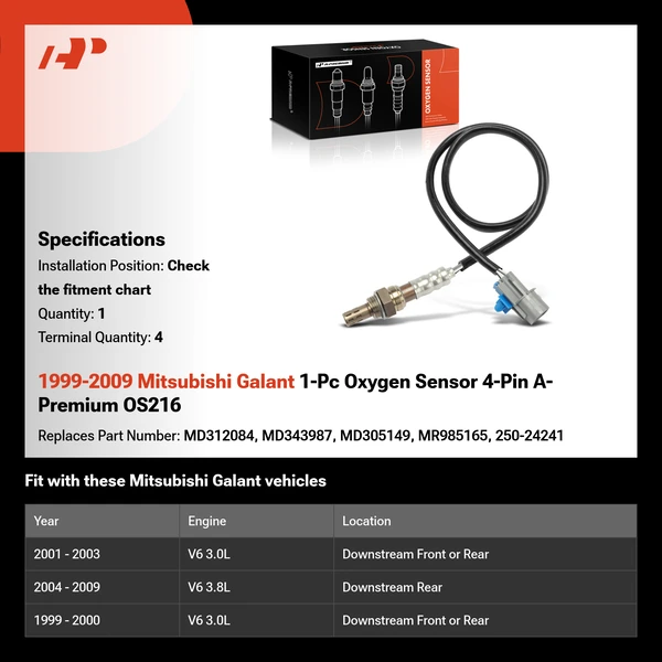 1999-2009 Mitsubishi Galant 1-Pc Oxygen Sensor 4-Pin A-Premium OS216