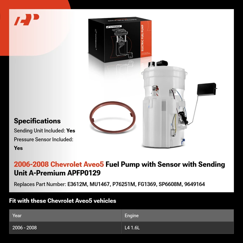 2006-2008 Chevrolet Aveo5 Fuel Pump with Sensor with Sending Unit A-Premium APFP0129
