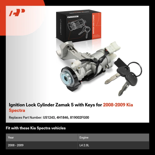 Ignition Lock Cylinder Zamak 5 with Keys for 2008-2009 Kia Spectra