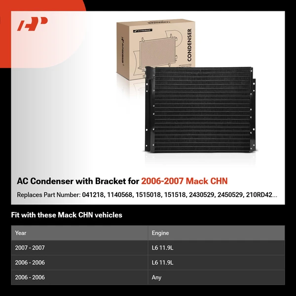 AC Condenser with Bracket for 2006-2007 Mack CHN