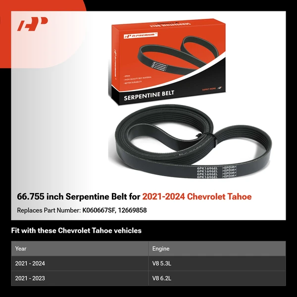 66.755 inch Serpentine Belt for 2021-2024 Chevrolet Tahoe