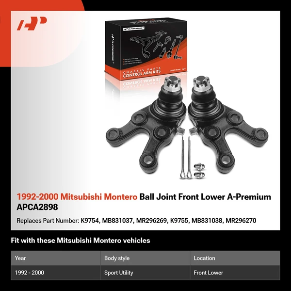 1992-2000 Mitsubishi Montero Ball Joint Front Lower A-Premium APCA2898