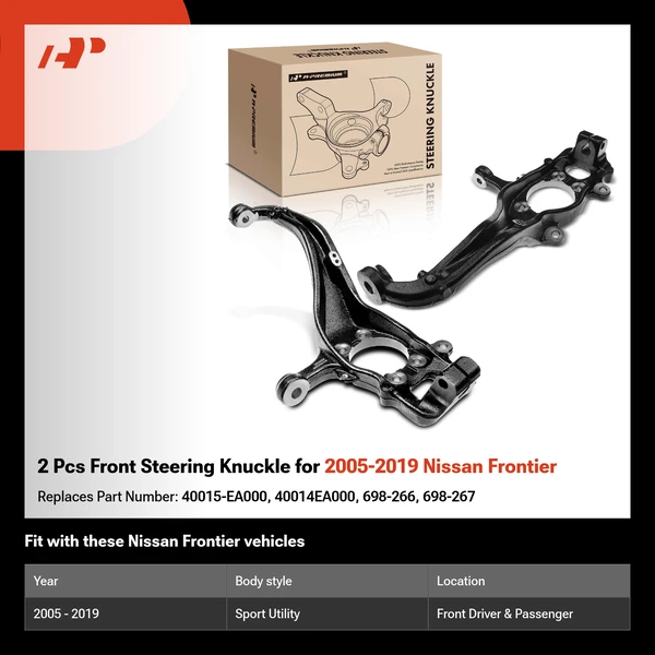 2 Pcs Front Steering Knuckle for 2005-2019 Nissan Frontier