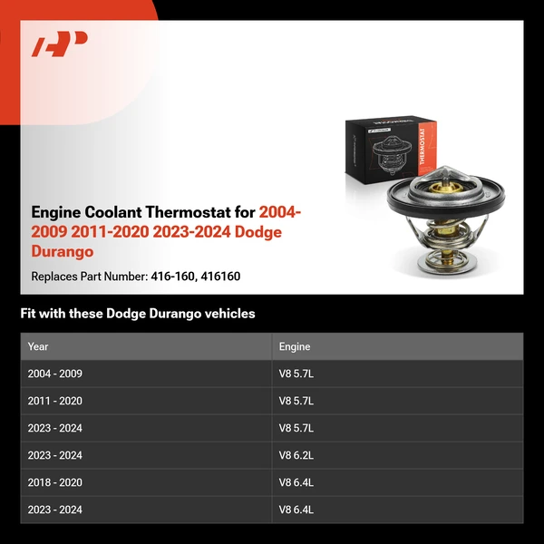 Engine Coolant Thermostat for 2004-2009 2011-2020 2023-2024 Dodge Durango