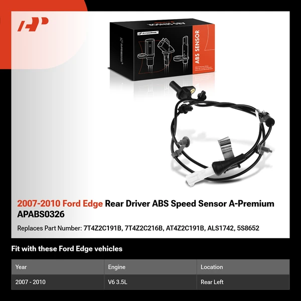 2007-2010 Ford Edge Rear Driver ABS Speed Sensor A-Premium APABS0326