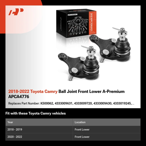 2018-2022 Toyota Camry Ball Joint Front Lower A-Premium APCA4776