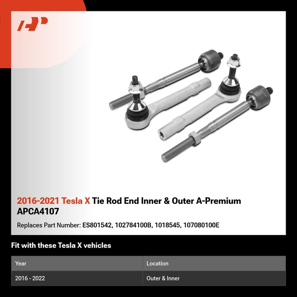 2016-2021 Tesla X Tie Rod End Inner & Outer A-Premium APCA4107
