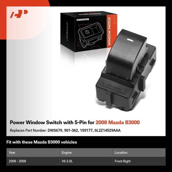 Power Window Switch with 5-Pin for 2008 Mazda B3000