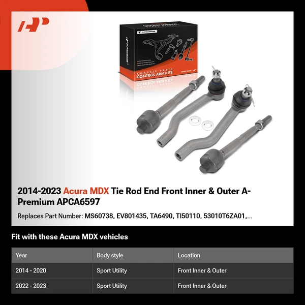 2014-2023 Acura MDX Tie Rod End Front Inner & Outer A-Premium APCA6597